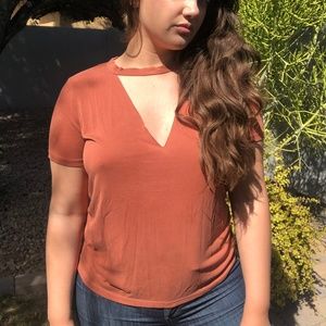 Orange Triangle Cut out shirt